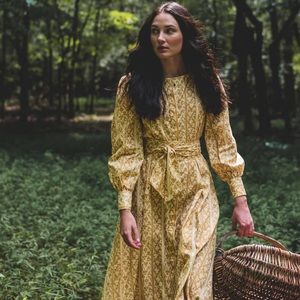 Parterre Dorothea Dress in Yellow Melograno Stripe